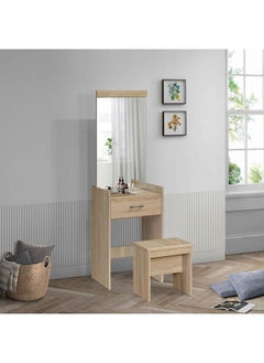 Buy Oasis 1-Drawer Dresser With Mirror And Stool 162x48.7x40 cm in UAE