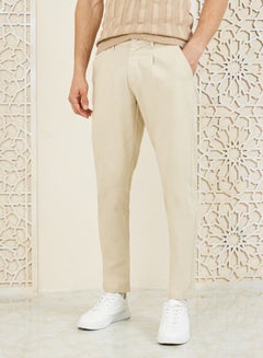 Buy Cotton Slub Pleated Stretch Slim Fit Chino Pants in Saudi Arabia
