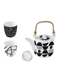 Buy Graffiti Teapot with 2 Cup Set, Multicolour - 600 &160 ml in UAE
