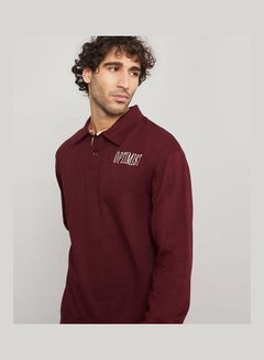 Buy Slogan Embroidery Detail Boxy Fit Sweatshirt with Side Toggle Puller in Saudi Arabia
