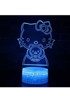 Buy 3D LED Night Light Table Desk Lamp 16 Color Optical Illusion Lights Hello Kitty 7 in UAE