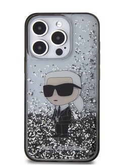 Buy iPhone 16 Pro Max Liquid Glitter Hard Case with Ikonik Logo / Drop protection / Slim Profile - Transparent in UAE