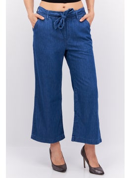 Buy Women Regular Fit Wide Leg No Stretch Jeans, Blue in Saudi Arabia