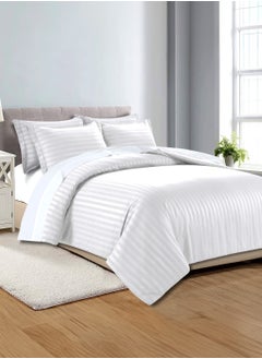 اشتري Stripe Single Duvet Cover 160X210Cm White في الامارات