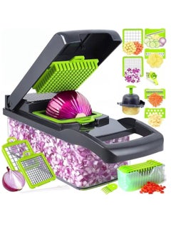 Buy 16 in 1 multi-function vegetable and fruit chopper, replaceable blade chopper, slicer set, suitable for home kitchen in UAE