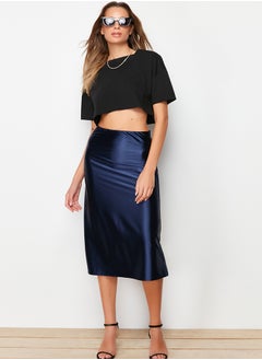 اشتري Indigo Premium Satin A-Line/Awning A-Line Formal Midi Knit Skirt TWOAW24ET00088 في مصر