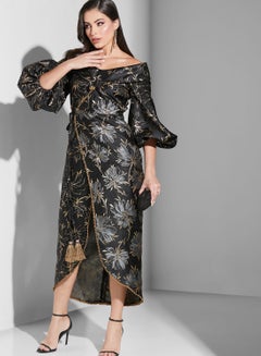 Buy Off shoulder Printed Wrap Dress in UAE