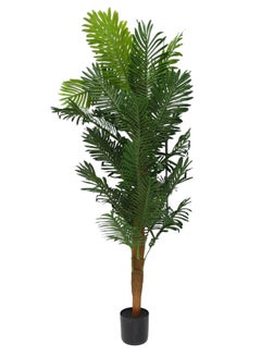 Buy Artificial Tree Fake Areca Palm Tree Faux Tropical Palm Plant Dypsis Lutescens Plants Realistic Decorative Trees with Lifelike Leaves and Branches in Nursery Pot  180x70x70cm in UAE