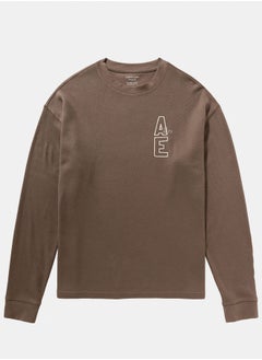 اشتري AE Oversized Long-Sleeve Elevated Logo Graphic Thermal T-Shirt في مصر