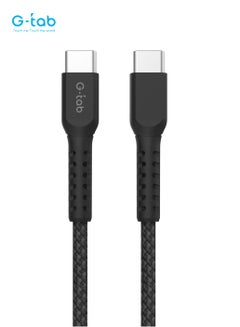 اشتري G-Tab GCC01, High Quality Cable, 3A, AWG 24/30, 480 Mbps Data Transfer Rate, Fast Charging, Nylon Braided, 1.5 M Long, Type - C to C Cable for Laptop/iPhone/Android Phone/Samsung في الامارات