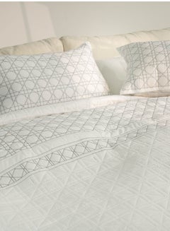 Buy 3pcs 100% Reversible Cotton Quilt Set Silver Wicker Suitable for Queen , King and Super King Size Bed in UAE
