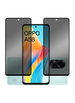 Buy 2 Piece Tempered Glass Screen Protector Anti-Spy Privacy Designed For Oppo A58 Full Screen Coverage And Bubble Free in UAE