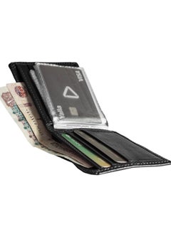 Buy Real Leather Wallet for Men(sa126), Bifold Mens Wallet, Minimalist Front Pocket Wallet for Men with Gift Box - 8 Card Slots and 10 ID Window in Egypt