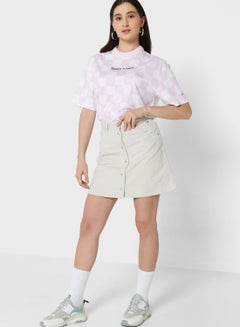 Buy Button Detail Denim Mini Skirt in UAE