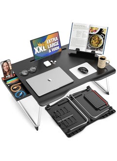 Buy Mega Table Plus Premium Xxl 65 X 49 Cm Extra Large Lap Desk W Book Stand Multifunctional Folding Laptop Stand For Bed Laptop Desk For Bed Laptop Bed Tray Floor Desk Black Onyx in Saudi Arabia