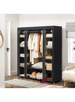 Buy Fabric Canvas Wardrobe Clothes Storage Organiser Black in Saudi Arabia