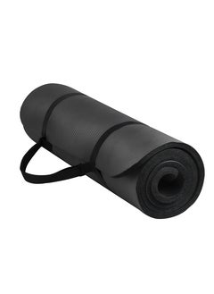 Buy Fittex Tough Non-Slip 10mm Thick Yoga Mat with Carry Strap 188x61x1cm Black in UAE