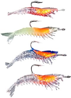 Buy Fishing Lures Set, 4 PCS Floating Lures Life-Like Swimming Swimbait for Trout Bass Perch Pike-Artificial Soft Shrimp Baits Fishing Lures with Hooks Mixed Colors Fishing Gear for Saltwater Freshwater in UAE