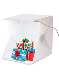 Buy Photo Studio Box 20cm Mini Light Room Portable Photography Shooting Light Tent Kit, White Folding Lighting Softbox with 20 LED Lights + 2 Backdrops (2 Color Backgrounds) in UAE