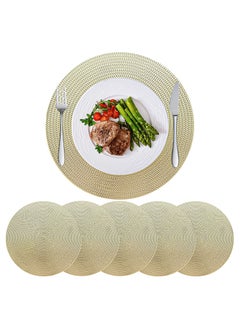 اشتري Round Placemats Set of 6, Silicone Placemat for Holiday Party Wedding, Non-Slip Washable Table Mats Heat Resistant Kitchen Table Mat في السعودية