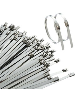 Buy 100-Piece Stainless Steel Zip Ties Silver in UAE