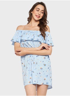 اشتري Floral Print Bardot Neck Dress في الامارات