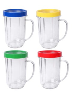 اشتري 16oz Bullet Cups Compatible with Magic Bullet Blender 250W MB-1001, Includes Colored Lip Rings, Pack of 4 في السعودية