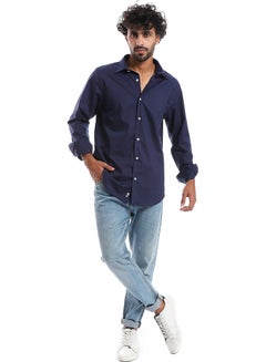 Buy Plain Pattern Long Sleeves Buttons Down Shirt _ Navy Blue in Egypt