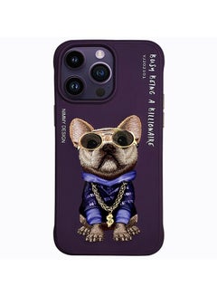 Buy Apple iPhone 14 Pro Max Billionaire Dog With Original Glasses & Original Chain 3D Embroidery Case in UAE