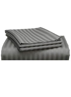 Buy Cotton Twin Striped Fitted Elastic Pack of 3 Bedsheet 120x200+15cm in UAE