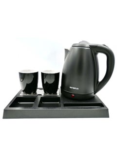 اشتري Electric Kettle 1.8 Liter Hotel Set 1500 Watts with 2 Ceramic Cups and Tray في السعودية