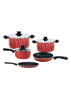 Buy 8-Piece Stainless Steel Cookware Set Red/Black 18/20/24/26cm in Saudi Arabia