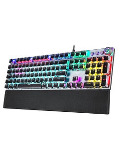 Buy F2088 104 Keys Wired Gaming Mechanical Punk Keyboard Mixed Light Effect Metal Panel with Wrist Pad Black(Blue Switches) in Saudi Arabia