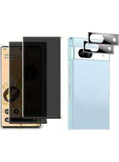 Buy (2+2pack) compatible with google pixel 7a screen protector privacy and camera lens protector, Tempered Glass Film, full coverage, AntiSpy Film Protectors Sticker, Case Friendly in UAE