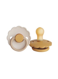 Buy Pack Of 2 Daisy Latex Baby Pacifier 0-6M, Chamomile/Honey Gold - Size 1 in Saudi Arabia