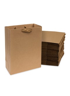 اشتري Kraft Gift Bags, 30 Pieces 6x3x9 Mini Gift Bags, Kraft Paper Shopping Bags, Brown Gift Bags with Handles, for Small Business, Wedding & Party Favor Bags, Gift Wrapping في الامارات