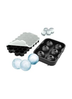 Buy Ice Cube Trays 2 Pack Silicone Ice Ball and Ice Tray with Cover Easy Release 37 Hexagonal Cubes and 6 Balls for Drinks Food Grade Black in UAE