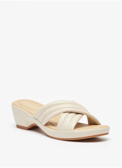 Buy Cross Strap Slip On Sandals With Block Heels in UAE