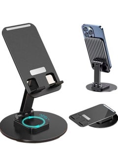 Buy Portable Foldable Phone Stand, 360 Degree Rotation, Height Adjustable, Cell Phone Holder - Black in UAE