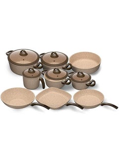 Buy Bio Cookware Set 14 Piece Milk Pot + Fry Pan + Wok Pan + Grill Pan + Oven Dish in Egypt