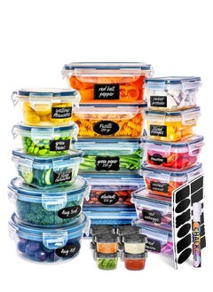 Buy 24 Pack Food Storage Container Set, Plastic Storage Box with Labels and Chalkboard Markers, Kitchen Containers for Pantry Organization in Saudi Arabia