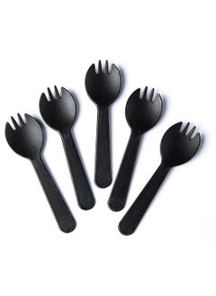 Buy 100 Pcs Disposable Plastic Medium Weight Cutlery Black Forks Perfect for School Lunch Picnics Restaurants Parties black in UAE