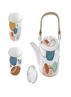 اشتري Coffee Mania Shapes Teapot with 2 Cups, Multicolour في الامارات