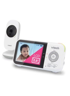 اشتري VTech VM819 Video Baby Monitor with 19Hour Battery Life 1000ft Long Range Auto Night Vision 2.8” Screen 2Way Audio Talk Temperature Sensor Power Saving Mode and Lullabies, في السعودية