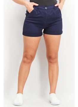 اشتري Women Regular Fit Plain Chino Shorts, Navy في الامارات