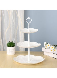 اشتري 3-Tier White Dessert Cake Stand, Plastic Pastry Stand Small Cupcake Stand Cookie Tray Rack Candy Buffet Set Up Fruit Plate and Trays for Wedding Home Birthday Party Decor Serving Platter في الامارات