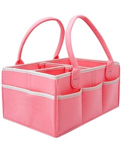 اشتري Baby Diaper Caddy Organizer Tote Bag Portable Nursery Essentials Storage Basket Bin Portable Car Travel Organizer Foldable Felt Storage Bag Pink في الامارات