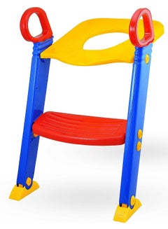 Buy Potty Training Toilet Seat, Adjustable Toddler Toilet Training Seat with Anti-Skid Feet and Non-Slip Steps Ladder, Portable Potty Seat for Toddler and Baby(Blue + Red) in Saudi Arabia