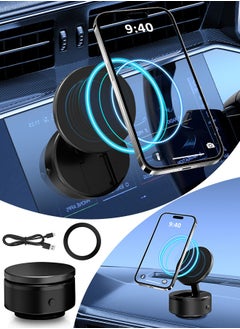 Buy Electric Vacuum Magnetic Phone Mount, 360° Rotating Suction Cup Holder, Universal Suction Cup, Magsafe Car Mount for Car, Gym, Home, Office in Saudi Arabia