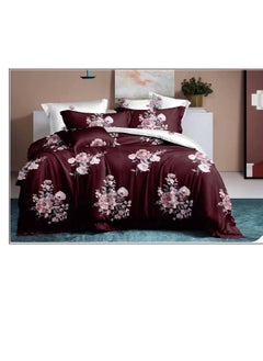 Buy Comforters 6pcs Vintage Quilted Bedding Set, Includes 1 fixed Quilt, 1 Fitted Sheet, And 4 Pillowcases,  Floral Design in UAE